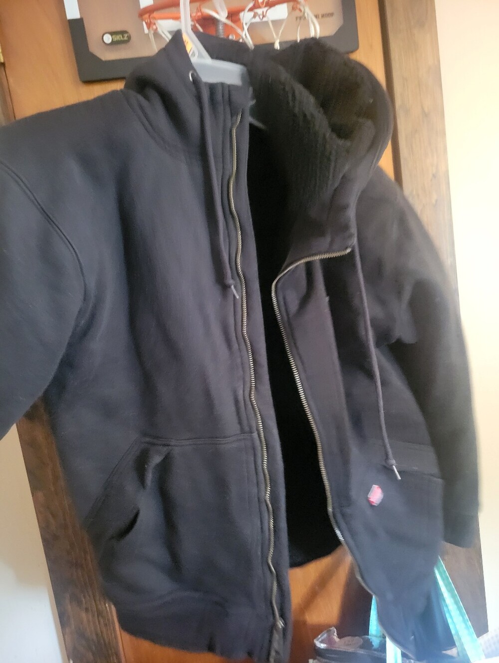 Mena Black Hooded Zip-Up Jacket